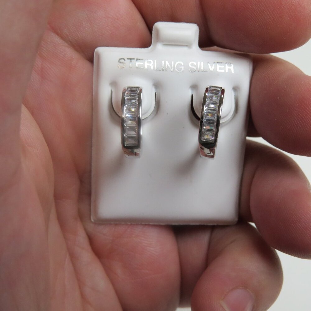 Sterling Silver Earring Hand Crafted Huggies Hoops